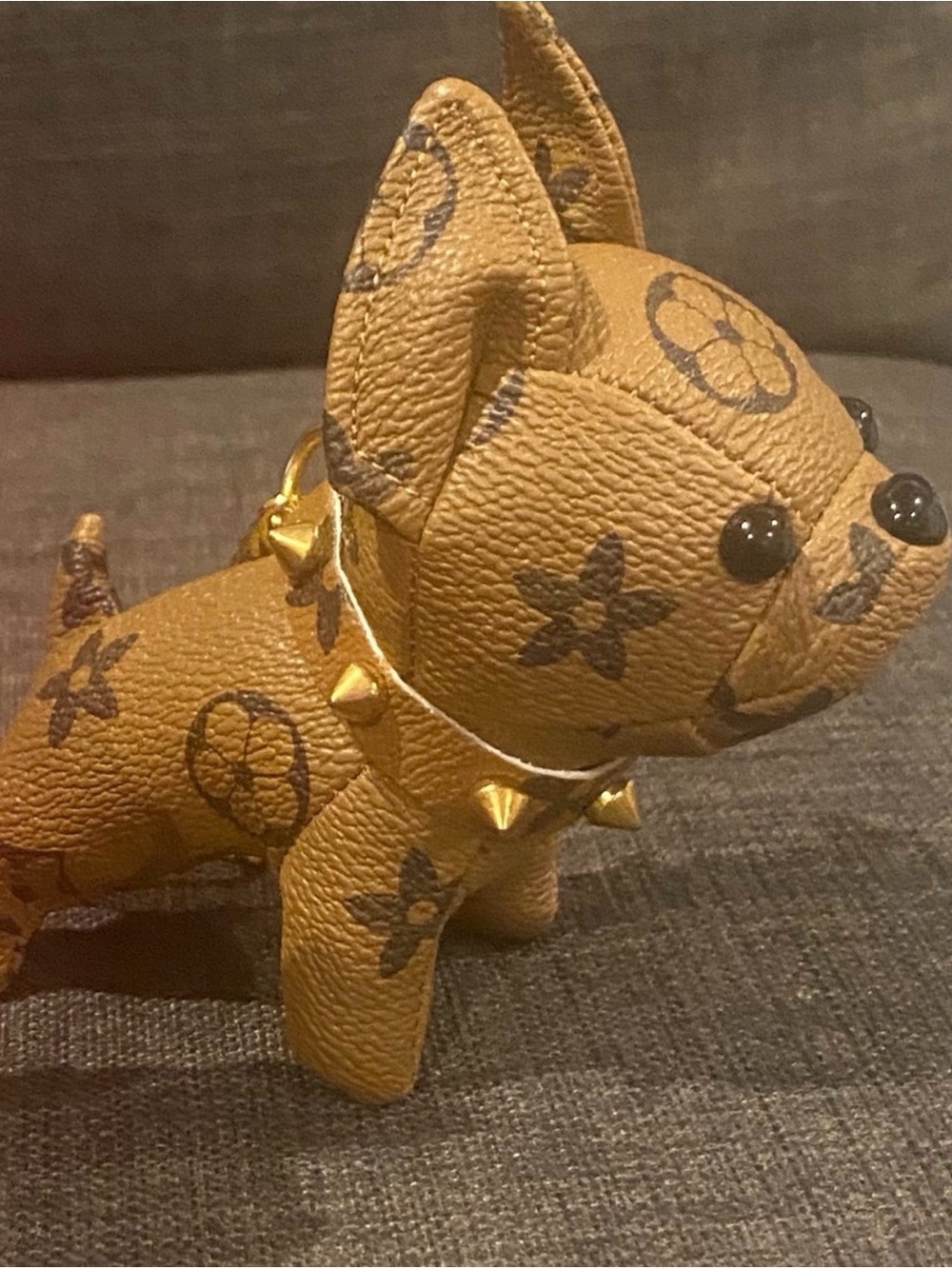 Designer-Style Tan Dog Figurine Plush - Decorative Pet Accent - Picture 3 of 4